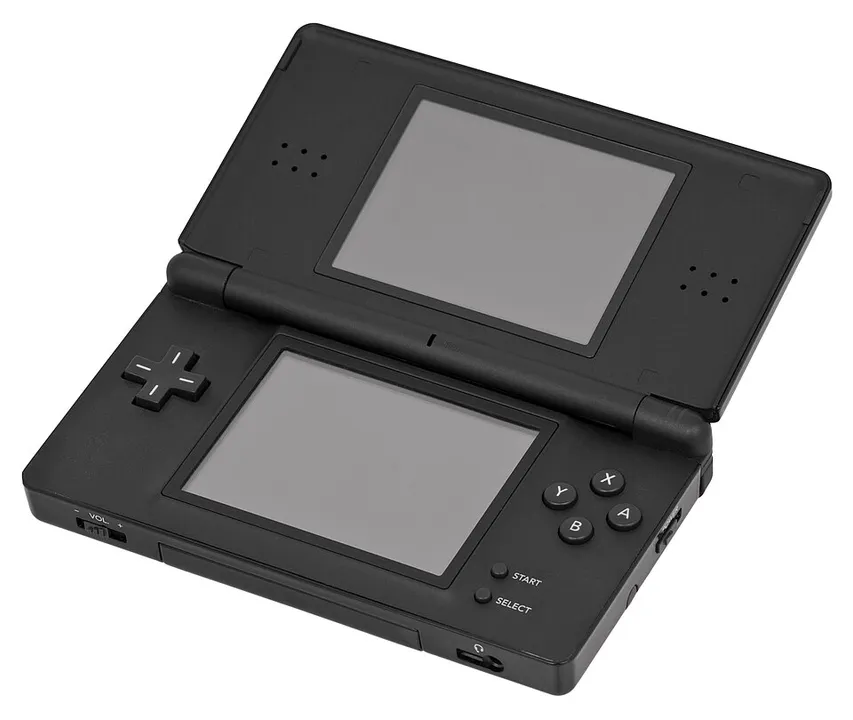 Nintendo DS Lite hardware shown in the reference photograph