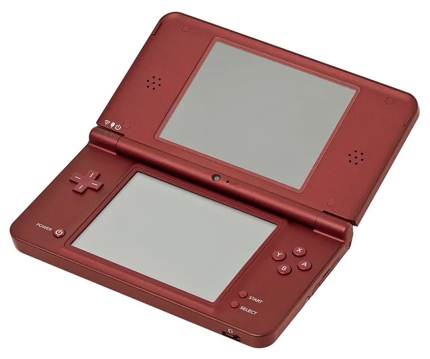 Nintendo DSi XL hardware shown in the reference photograph