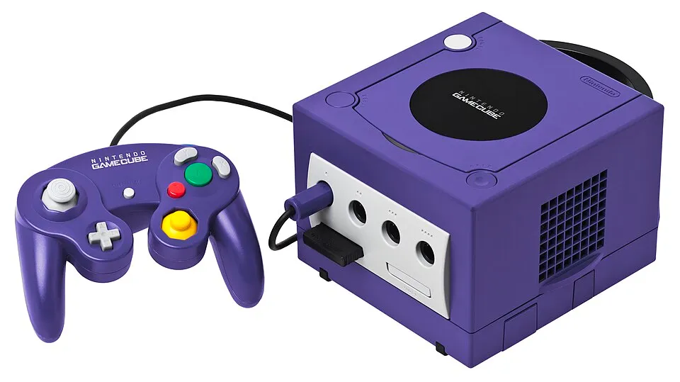 Nintendo GameCube hardware shown in the reference photograph