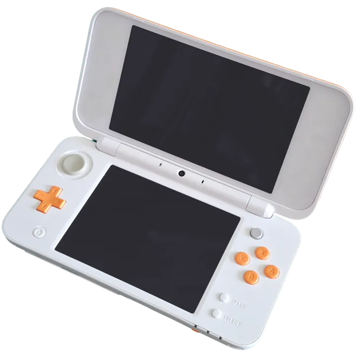 White and orange New Nintendo 2DS LL, the Japanese version of New Nintendo 2DS XL