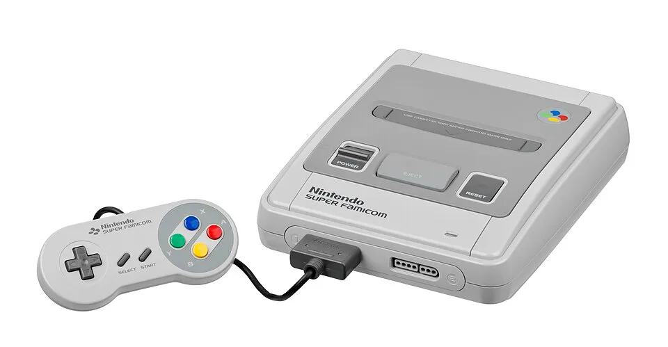 Japanese Super Famicom console and matching controller