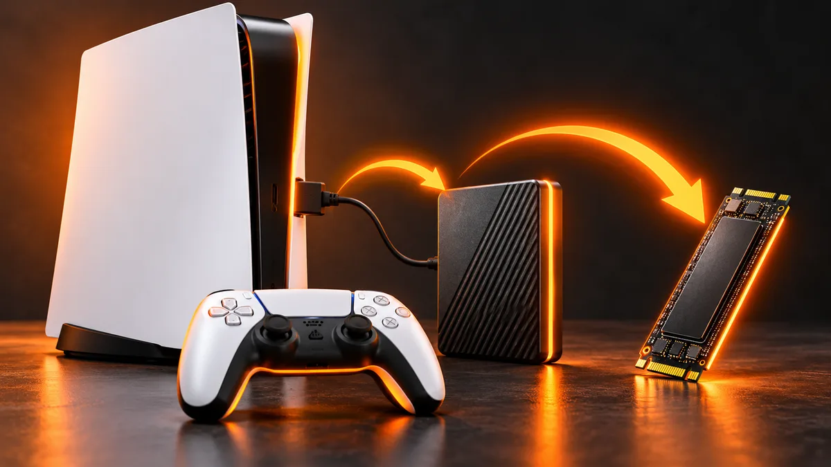 Conceptual illustration for Can you play PS5 games from a USB drive?