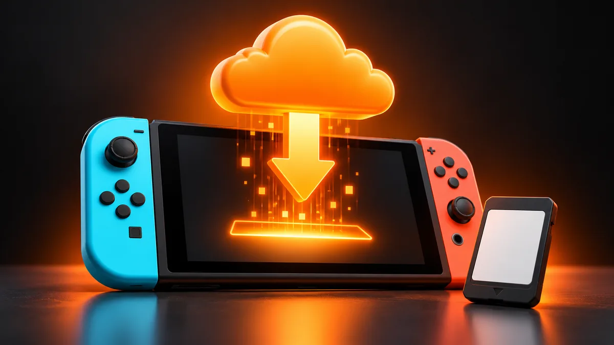 Conceptual illustration for redownload Switch games and use virtual game cards