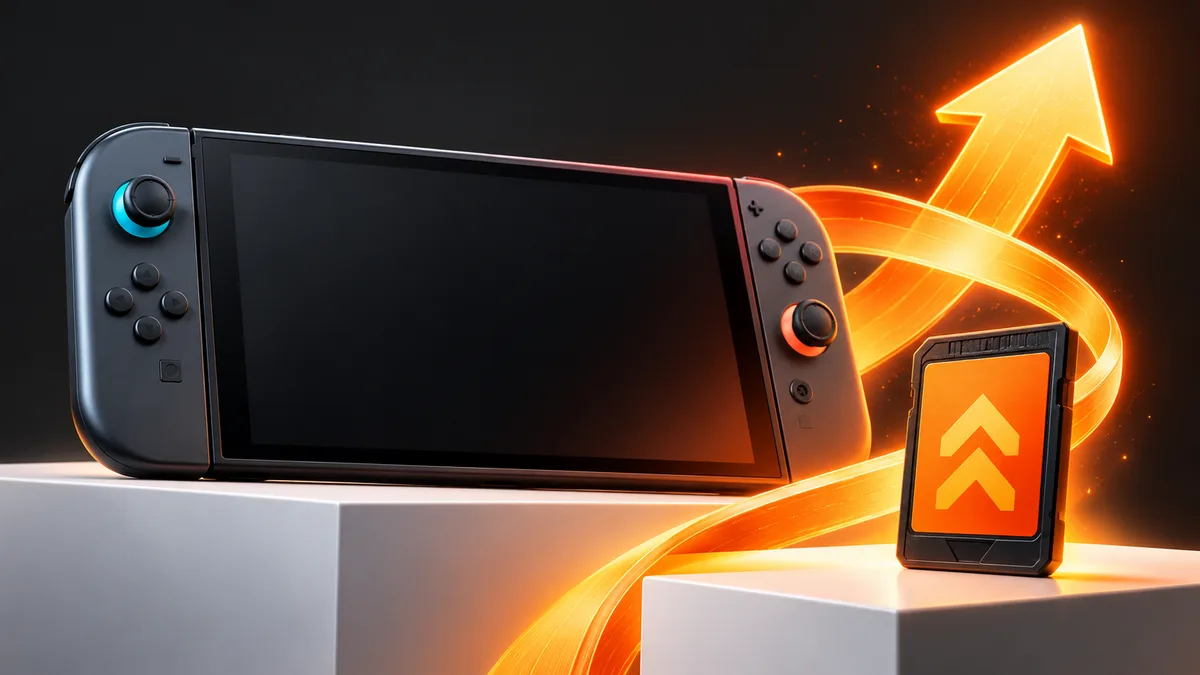 Conceptual illustration for upgrade a supported game to Nintendo Switch 2 Edition