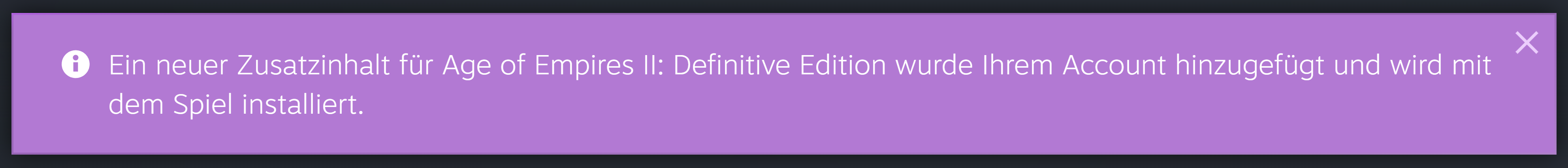 Steam library notice confirming that additional content was added to the account, in German.