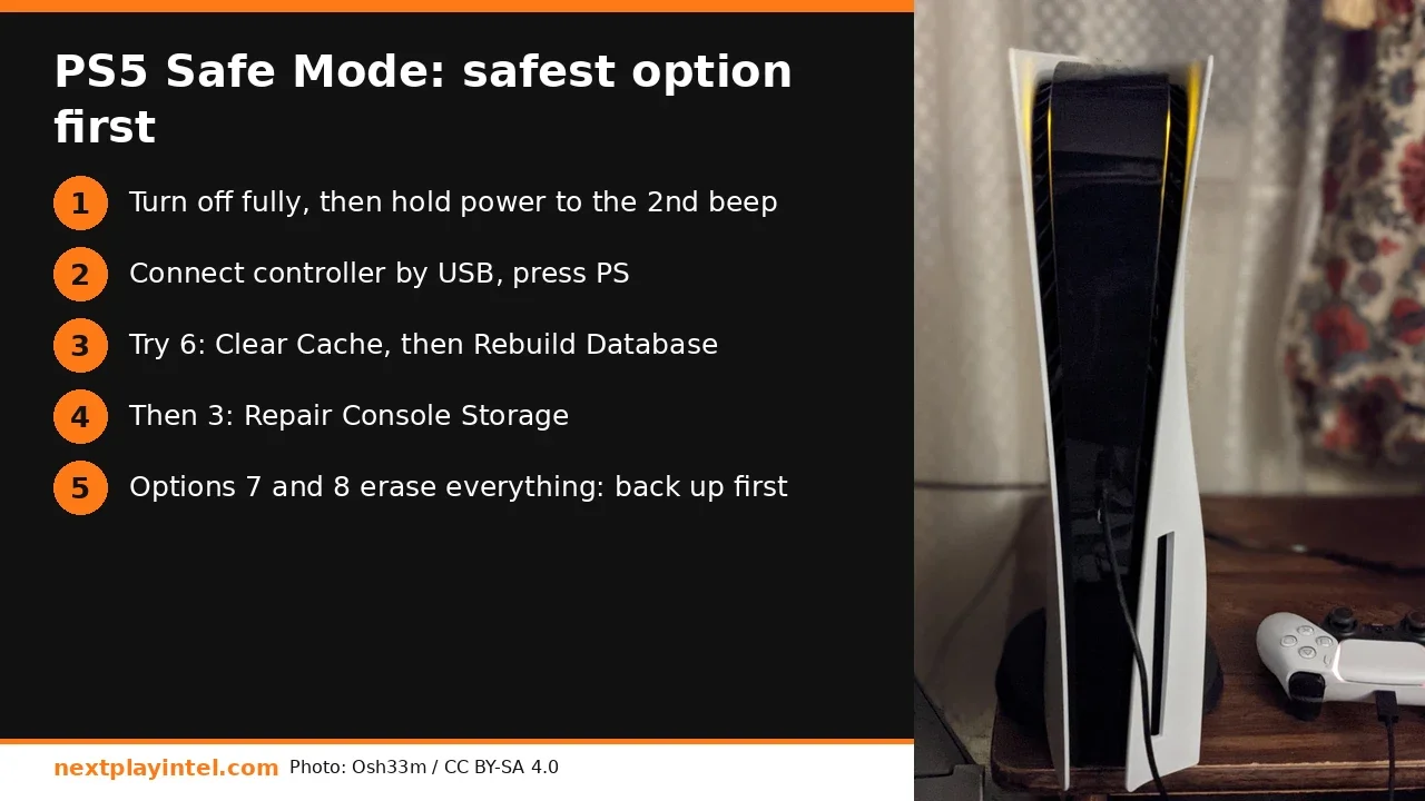 Infographic: PS5 Safe Mode: Clear Cache and Rebuild Database Safely