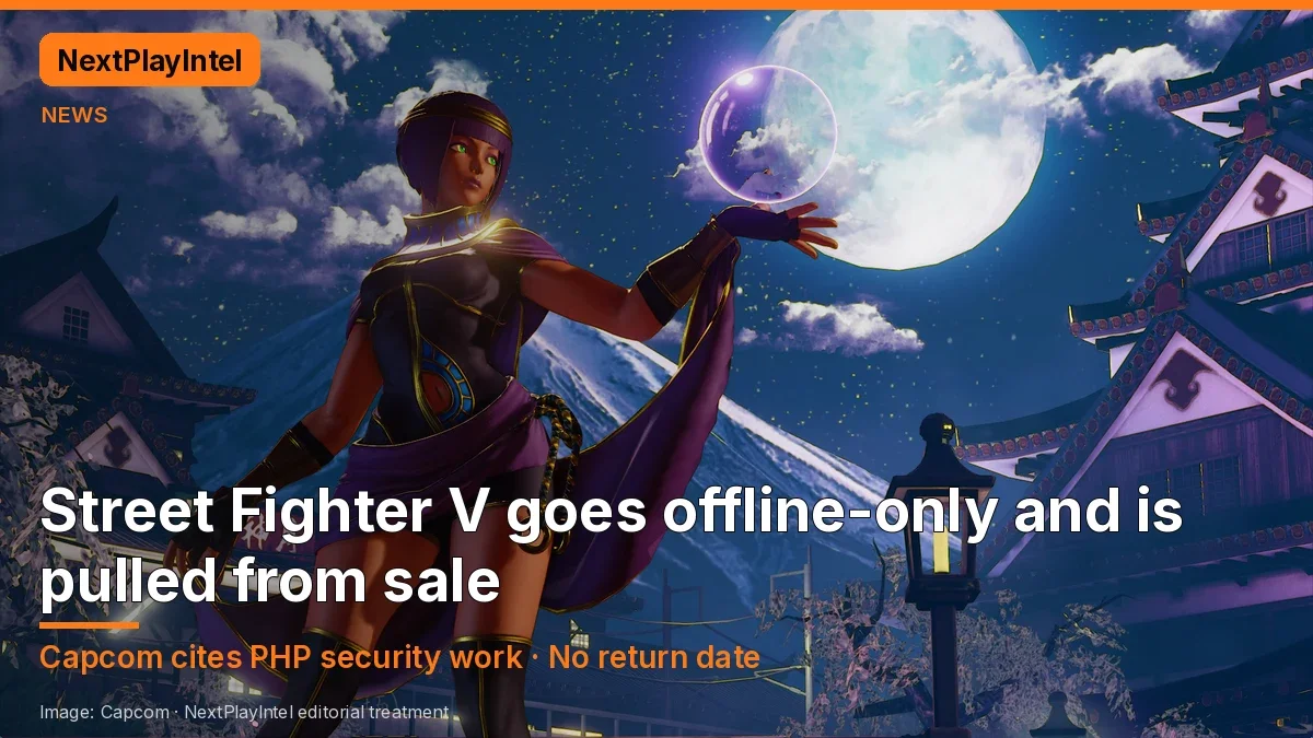 Street Fighter V official screenshot with title about online service going offline