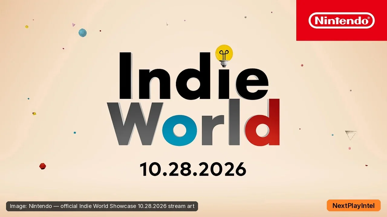 Official Nintendo Indie World Showcase 10.28.2026 stream artwork with the Nintendo logo