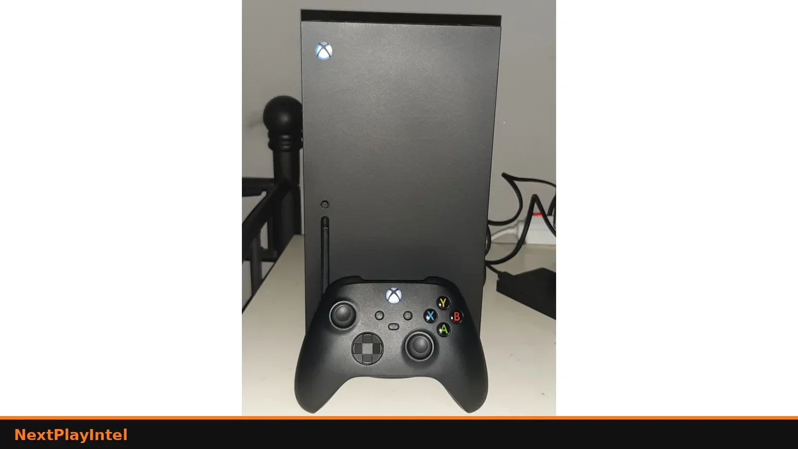 Xbox Series X console with a black Xbox Wireless Controller