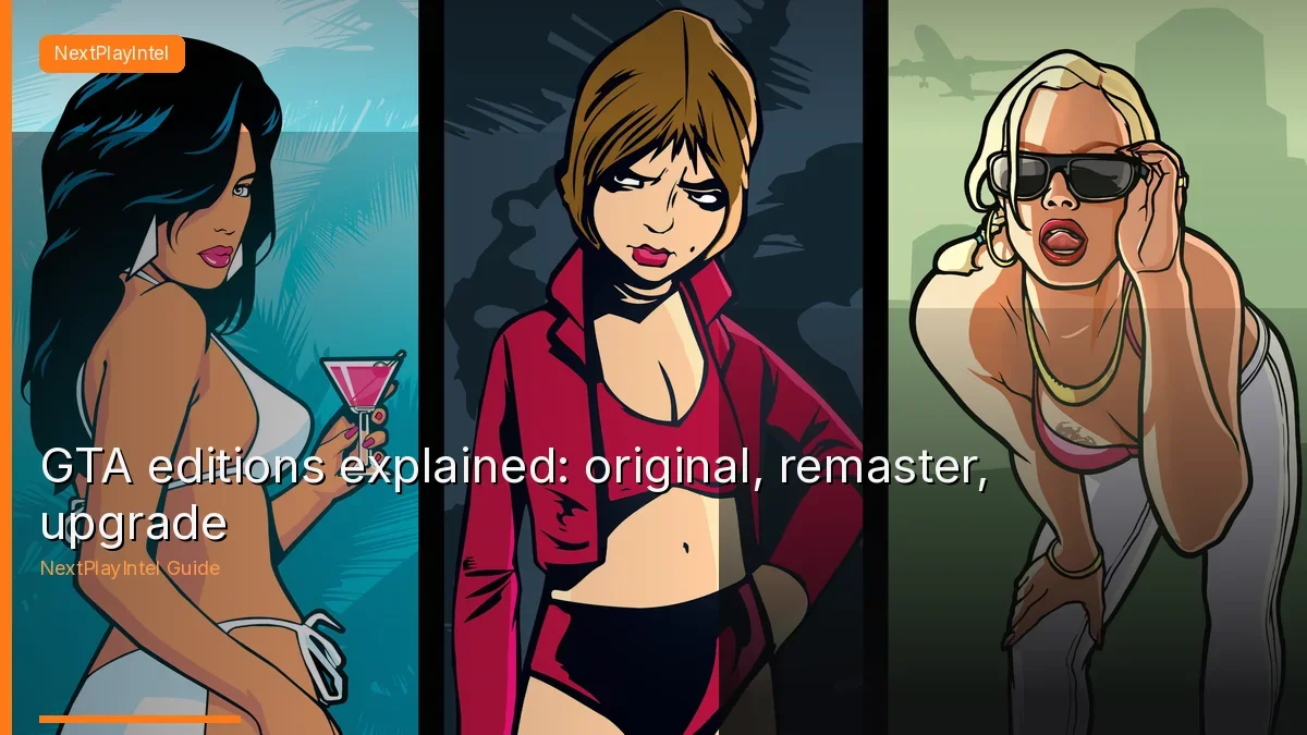 Official Grand Theft Auto: The Trilogy – The Definitive Edition key art from PlayStation Store, with NextPlayIntel title overlay