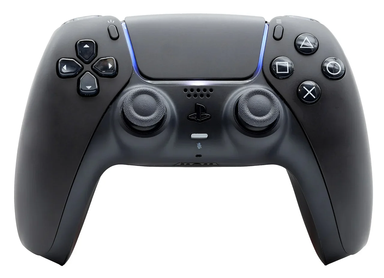 Front of a black DualSense controller