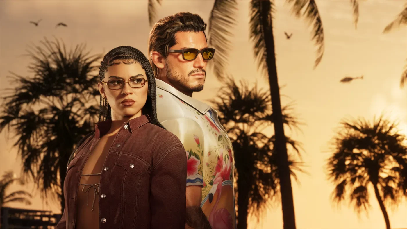 Jason and Lucia wearing outfits in Rockstar’s Ultimate Edition promotional image.
